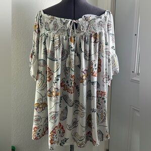 Terra & Sky Floral Off-Shoulder Top - Multicolor